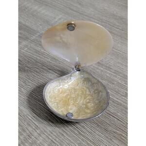 Sold. .....Vintage Mother of Pearl Clamshell Trinket Box